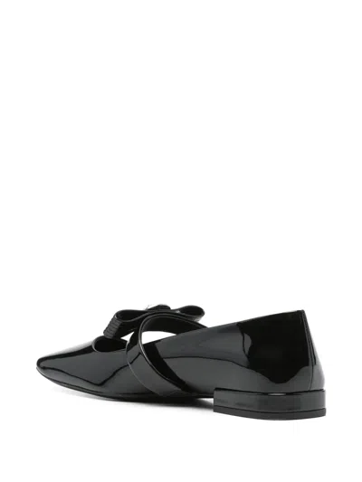 Versace 20mm Gianni Ribbon Patent Leather Flats In Black