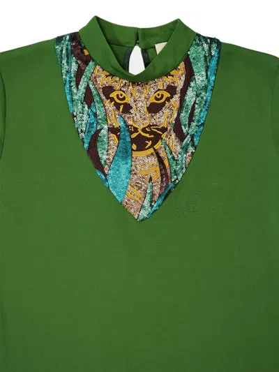 Paula Embroidery Blouse In Green