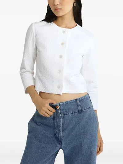 Patou Collarless Quilted Jacket In White