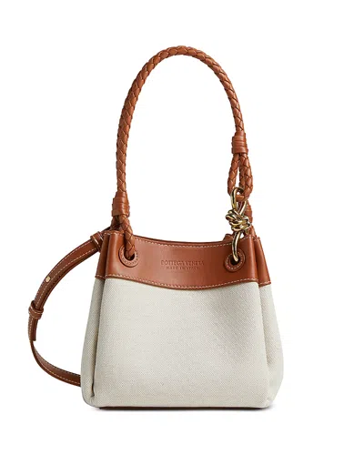 Bottega Veneta Parachute Small Canvas Shoulder Bag In Natural Light Wood