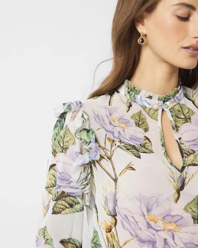 White House Black Market Petite Romantic Chiffon Blouse In Forever Floral Pl Ecru