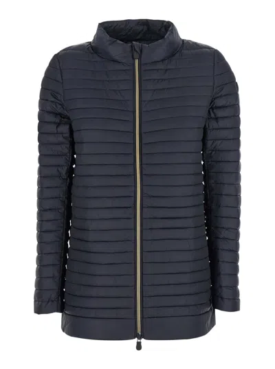 Save The Duck 'alima' Black Down Jacket With Tone-on-tone Logo Patch On The Sleeve In Black