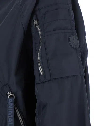 Save The Duck 'lil' Blue-black Bomber Jacket With Front Pockets And Logo Patch Applied On The Sleeve In Black