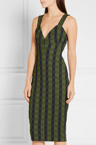 Shop Victoria Beckham Gingham Stretch-knit Dress