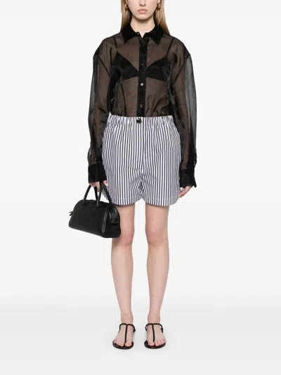 Sportmax Striped Patch Pocket Elasticated Shorts In Black