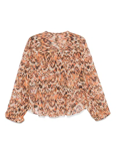 Isabel Marant Orange Ametissa Printed Cotton Top In Brown