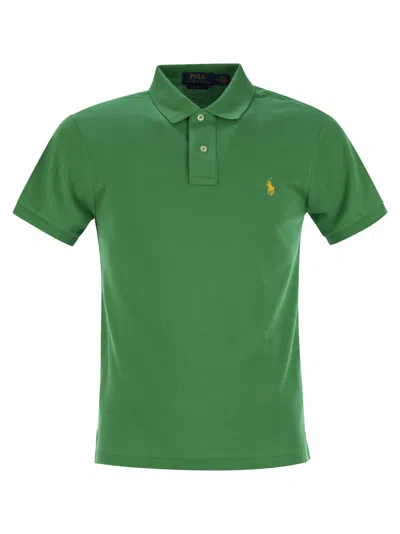 Polo Ralph Lauren Two-button Cotton Polo Shirt With Logo In Green
