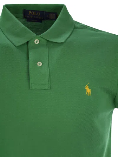 Polo Ralph Lauren Two-button Cotton Polo Shirt With Logo In Green