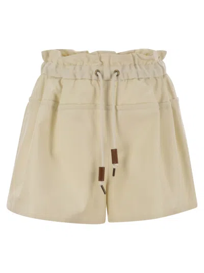 Moncler Cotton Blend Shorts In Metallic