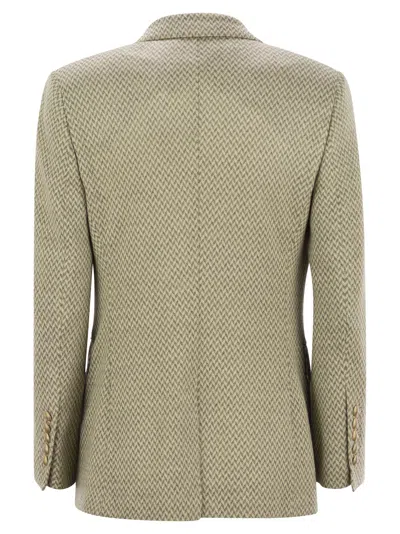 Saulina Angelica - Herringbone Two-button Blazer In Green