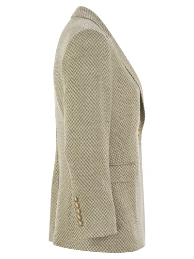 Saulina Angelica - Herringbone Two-button Blazer In Green