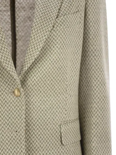 Saulina Angelica - Herringbone Two-button Blazer In Green
