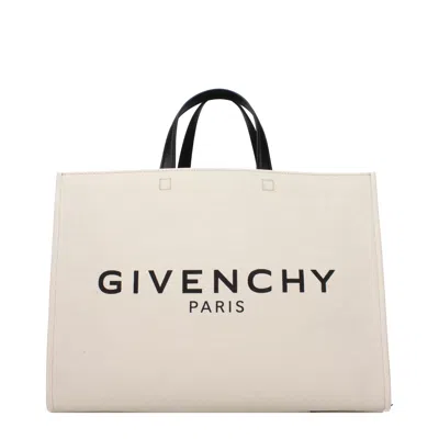 Givenchy G-tote Medium Shopping Bag In Canvas In White