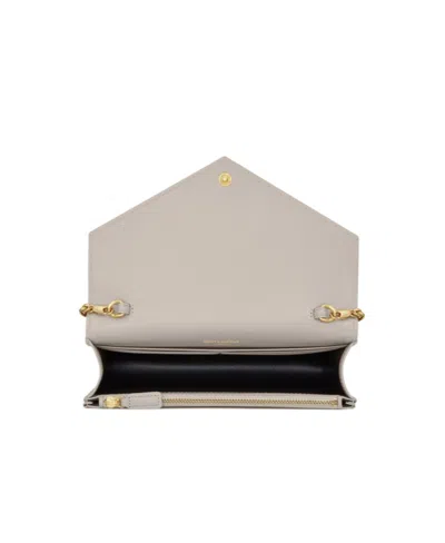Saint Laurent Cassandre Envelope Chain Wallet In White