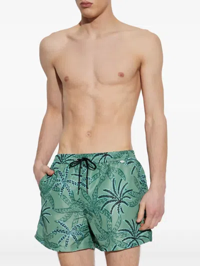 Paul Smith Mens Swim Short Palms In Green
