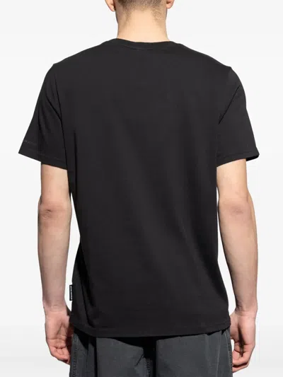 Moose Knuckles 'conway' Black Crewneck T-shirt With Logo Lettering Print On The Front In Black