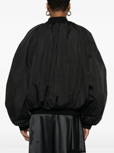 Balenciaga Draped Bomber In Technical Micro Faille In Black