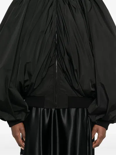 Balenciaga Draped Bomber In Technical Micro Faille In Black
