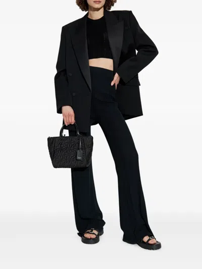 Etro Black Crop Top With Knitted Design And Openwork Detail In Black