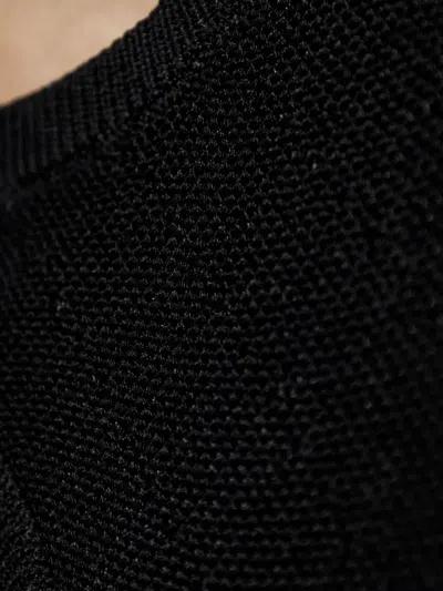 Etro Black Crop Top With Knitted Design And Openwork Detail In Black