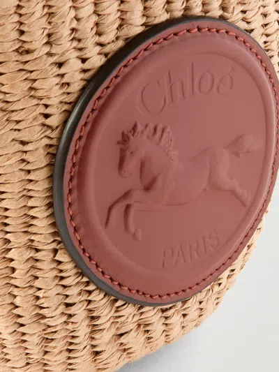 Chloé Embossed Leather-trimmed Faux Raffia Bucket Bag In Neutrals