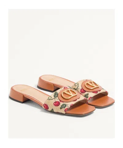 Valentino Slide Sandal "vlogo Signature" In Nude