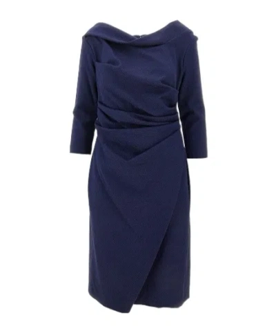 Talbot Runhof Asymmetrical Draped Dress In Blue