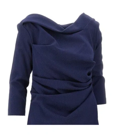 Talbot Runhof Asymmetrical Draped Dress In Blue