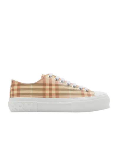 Burberry Lf Jack Low Sneakers Synthetic Teacup Check In White