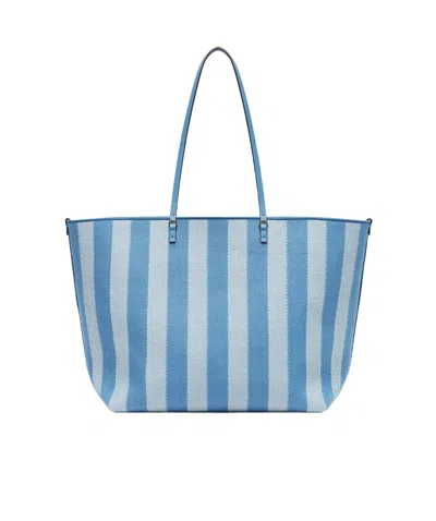 Fendi Blue Reversible Roll Large Shopper In Blue