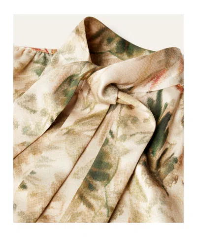 Loro Piana Febe Botanical Self-tie Blouse In Nude