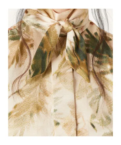 Loro Piana Febe Botanical Self-tie Blouse In Nude