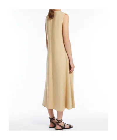 Weekend Max Mara Viscose And Linen Canvas Flared Dress In Nude