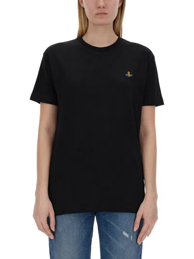 Vivienne Westwood Orb Logo-embroidered T-shirt In Black