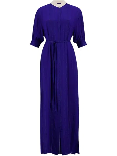 Zeus + Dione Silk Midi Dress In Blue