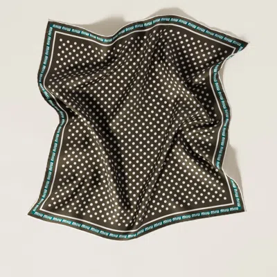 Miu Miu Printed Twill Scarf In Loden Green/lagoon Blue