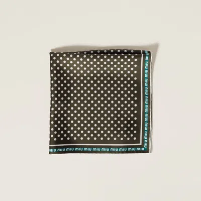 Miu Miu Printed Twill Scarf In Loden Green/lagoon Blue