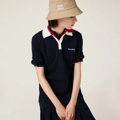 Miu Miu Drill Bucket Hat In Khaki/white