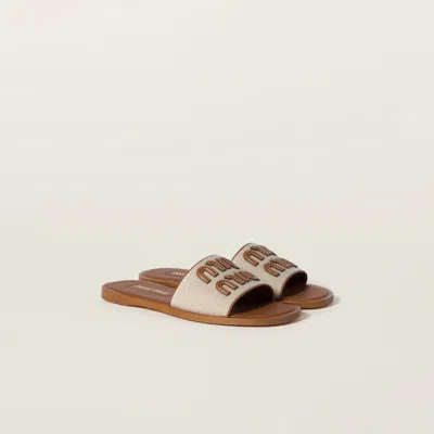 Miu Miu Logo Sandal In Brown