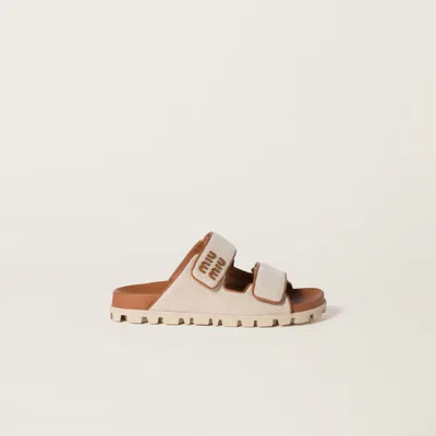 Miu Miu Sandals In Beige/brandy