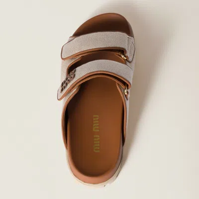 Miu Miu Sandals In Beige/brandy