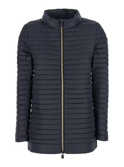 Save The Duck 'alima' Black Down Jacket With Tone-on-tone Logo Patch On The Sleeve In Black