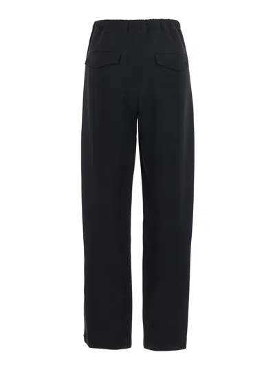 Theory Black Pants With Elastic Drawstring Waist And Pences On The Front In Black