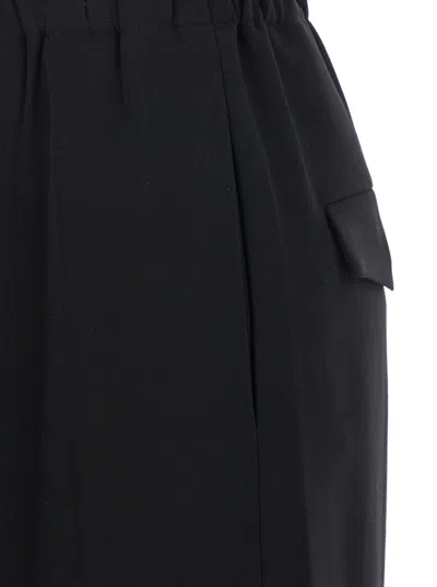 Theory Black Pants With Elastic Drawstring Waist And Pences On The Front In Black