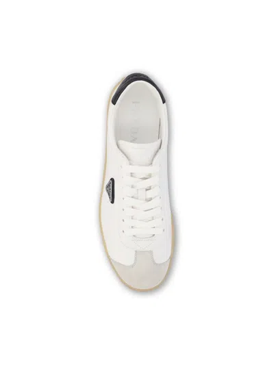 Prada Lane Leather Low-top Sneakers In White