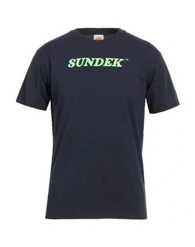Sundek Man T-shirt Navy Size 3xl Cotton In Navy