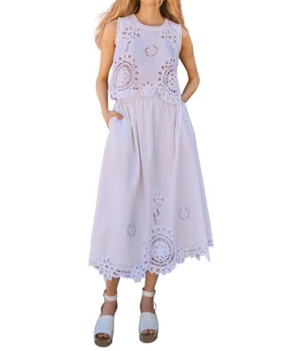 Hunter Corrine Midi Skirt In Vintage Lace In White