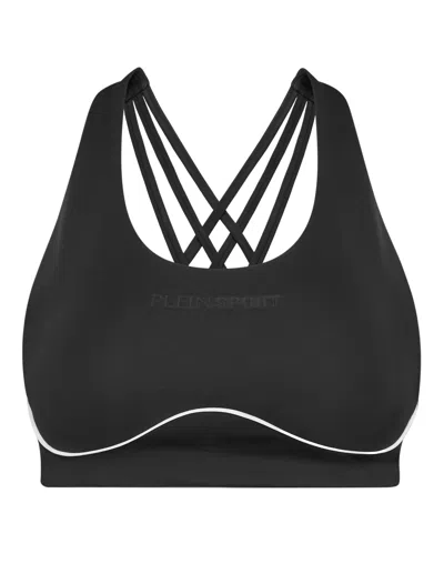 Plein Sport Silky Soft Piping Push-up Bra In Black