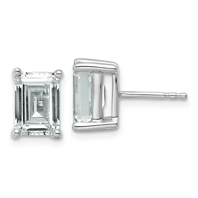 Diamond2deal 14k Gold 4 Ct Emerald Lab Grown Diamond Stud Earrings Vs Clarity, G-h Color In White