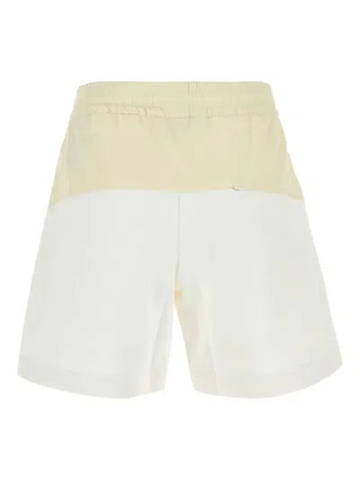 Herno Two-tone Stretch Cotton Blend And Nylon Shorts In White